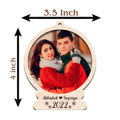 Couple Photo Christmas Ornament – Wooden Bauble with Year - Sblossom