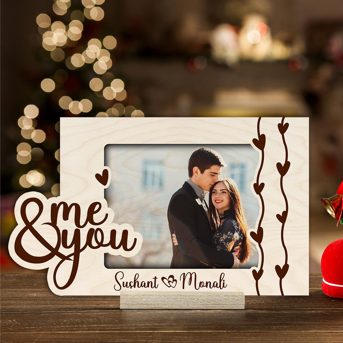 Couple Photo Frame for Table in Wood with Personalized Picture - Sblossom