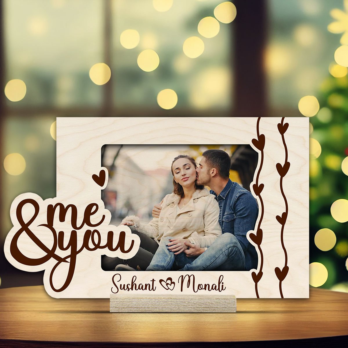 Couple Photo Frame for Table in Wood with Personalized Picture - Sblossom