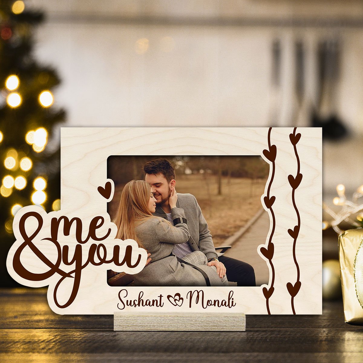 Couple Photo Frame for Table in Wood with Personalized Picture - Sblossom