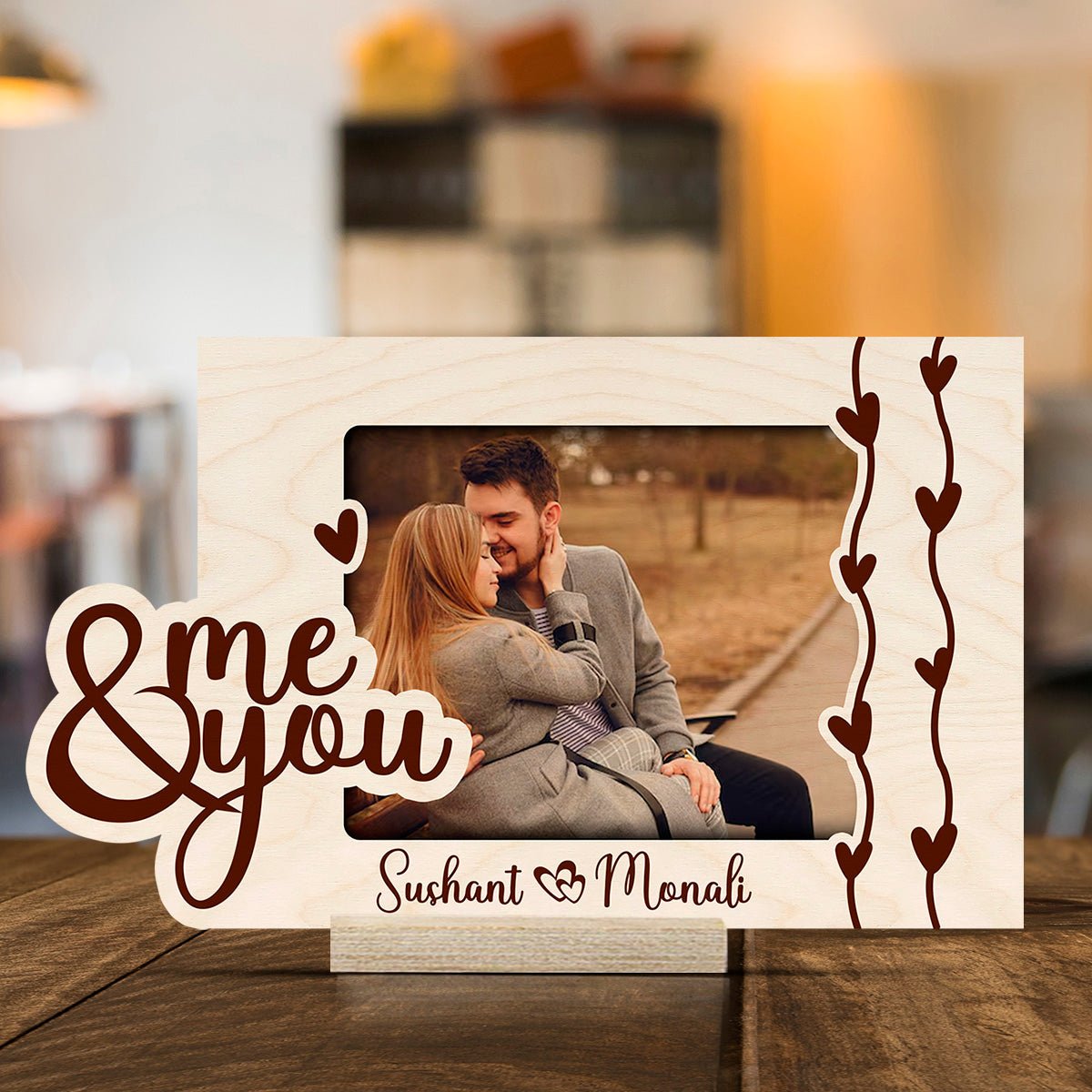 Couple Photo Frame for Table in Wood with Personalized Picture - Sblossom