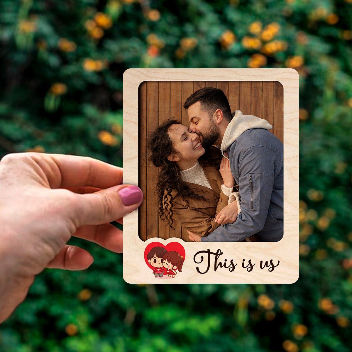Couple Photo Magnet in Wood – This Is Us Polaroid Design - Sblossom