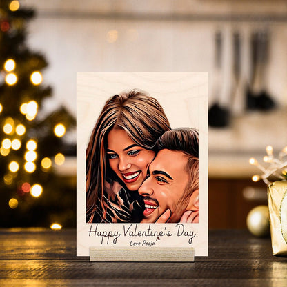 Couple Picture Wood Print – Personalized Canvas Look - Sblossom