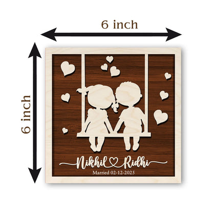 Couple Shadow Wood Frame in 3D – Personalized Outline - Sblossom