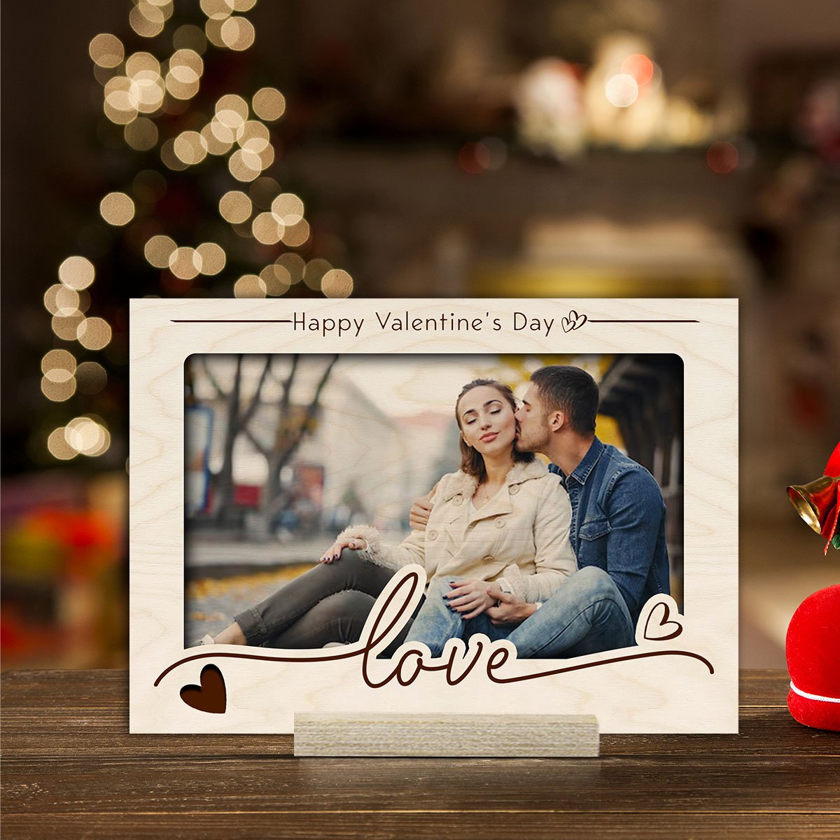 Couple Table Photo Frame on Wood – Personalized Stand - Sblossom