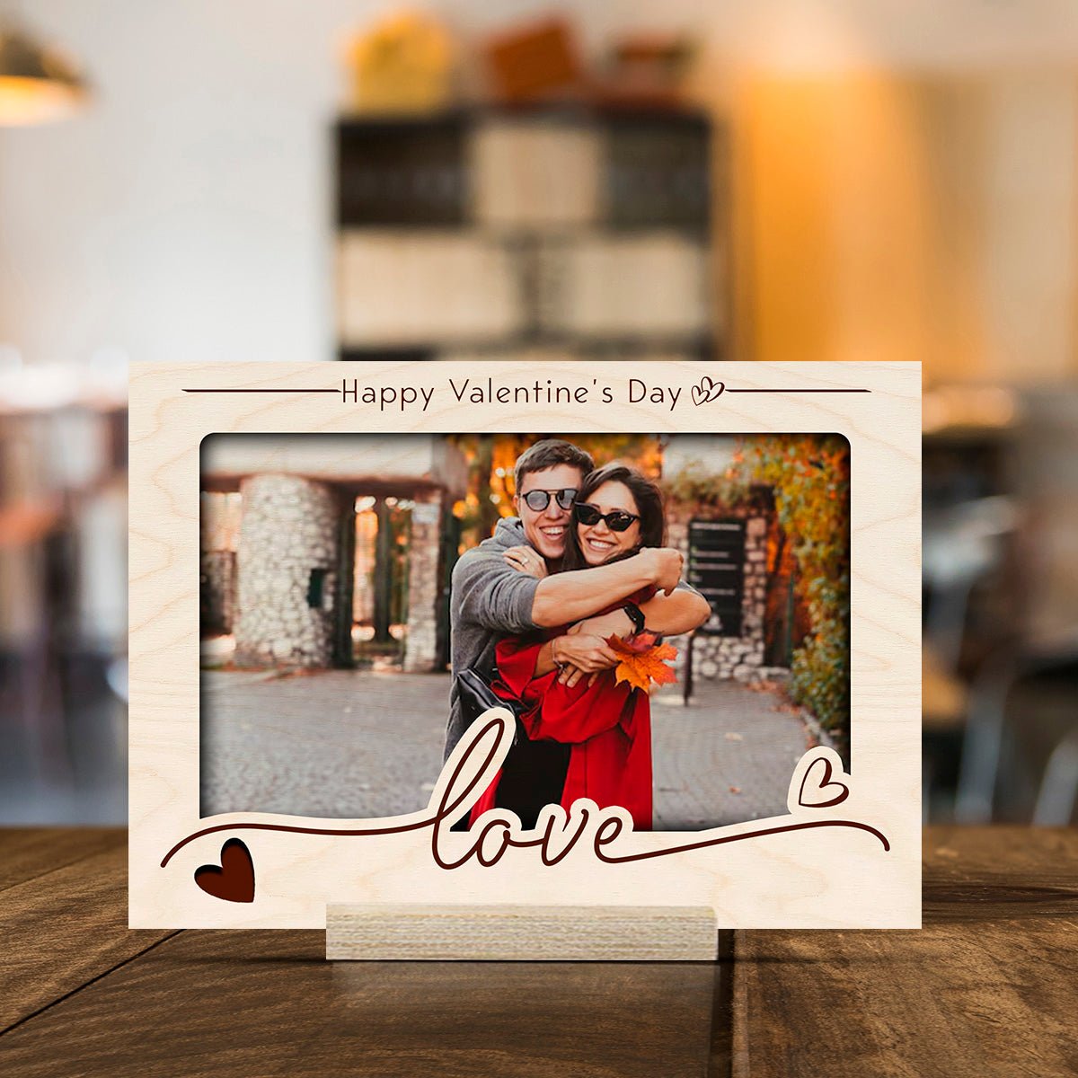 Couple Table Photo Frame on Wood – Personalized Stand - Sblossom