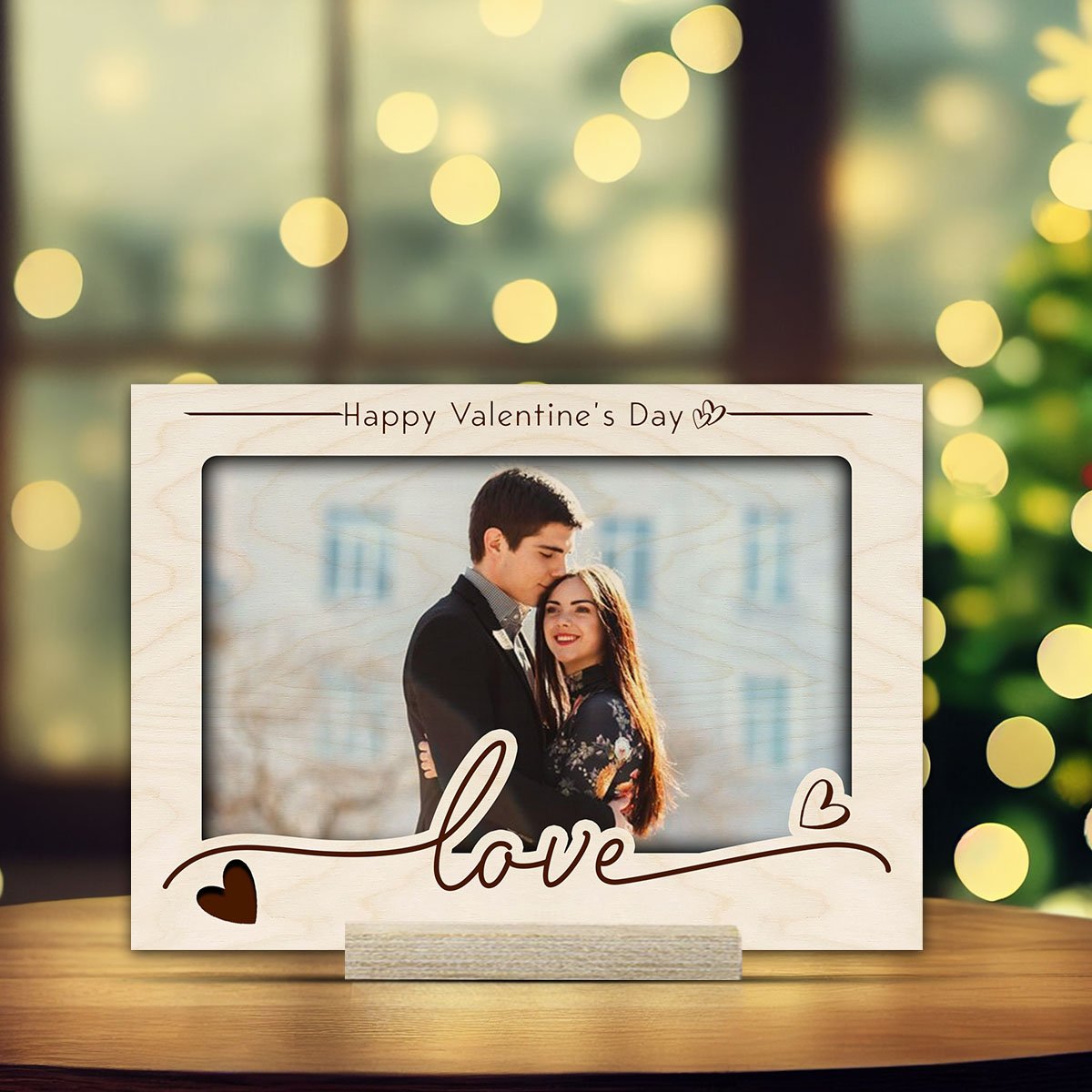 Couple Table Photo Frame on Wood – Personalized Stand - Sblossom