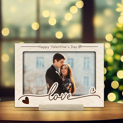 Couple Table Photo Frame on Wood – Personalized Stand - Sblossom
