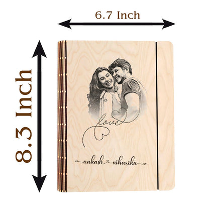 Couple Theme Wooden Notebook – Personalized Photo Cover Journal - Sblossom