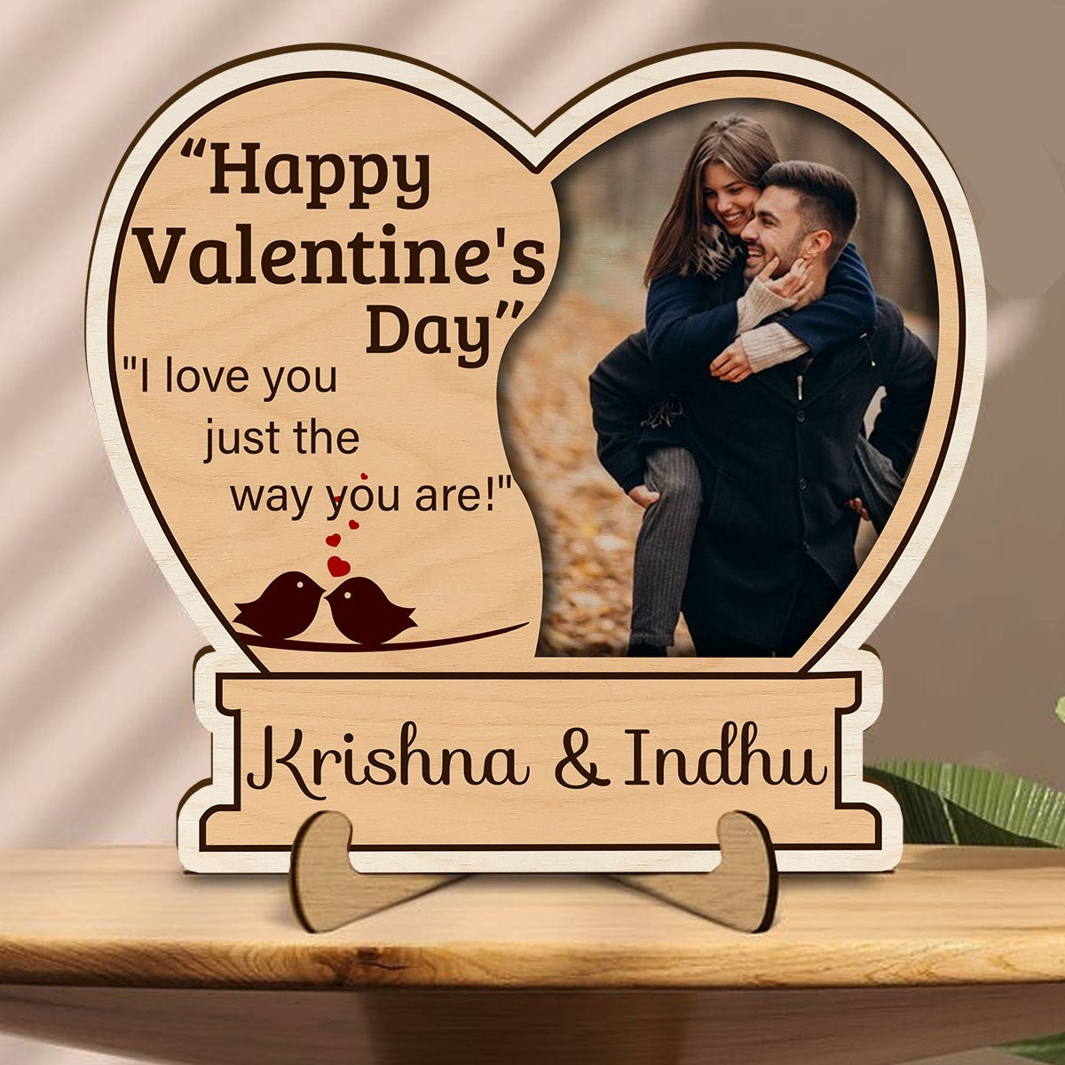 Couple Valentine Keepsake on Stand – Wood Photo Display - Sblossom