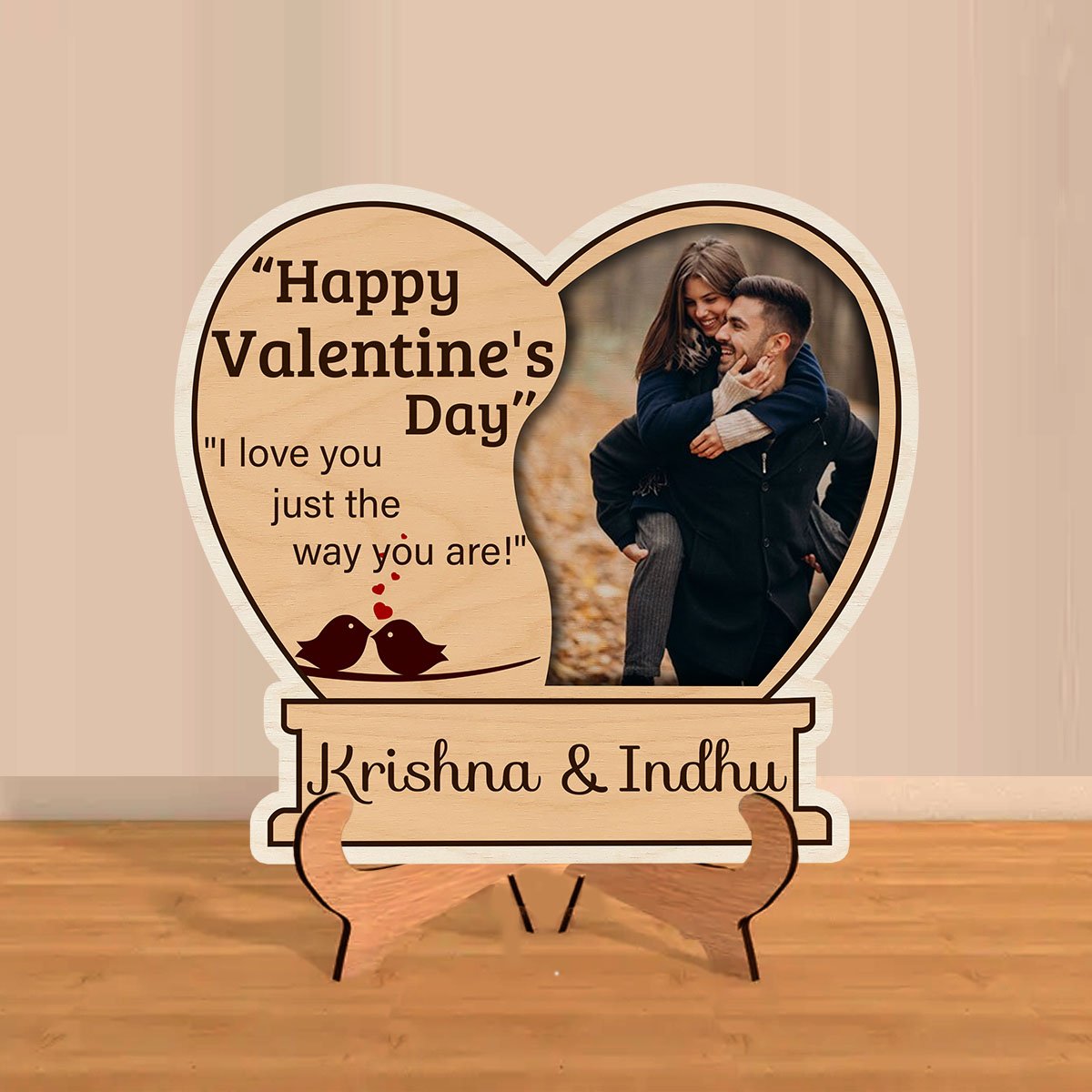 Couple Valentine Keepsake on Stand – Wood Photo Display - Sblossom