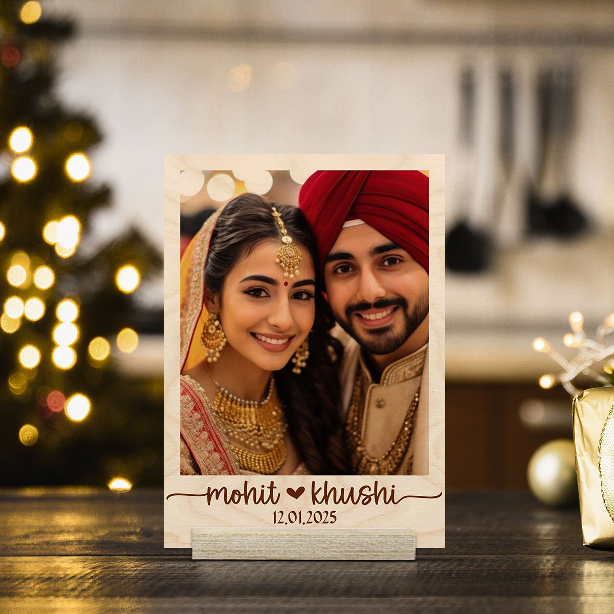 Couple Wood Print Miniature with Personalized Photo Keepsake - Sblossom