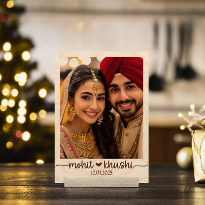 Couple Wood Print Miniature with Personalized Photo Keepsake - Sblossom