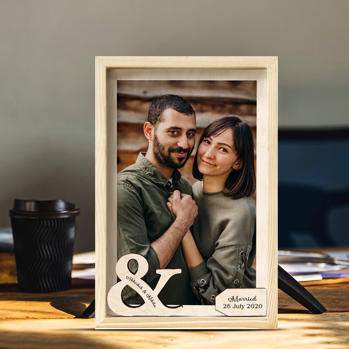 Couple Wooden Frame Photo – Personalized Picture for Two - Sblossom