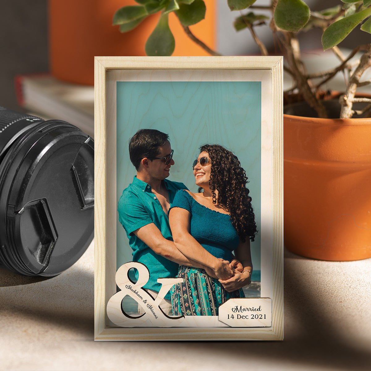 Couple Wooden Frame Photo – Personalized Picture for Two - Sblossom