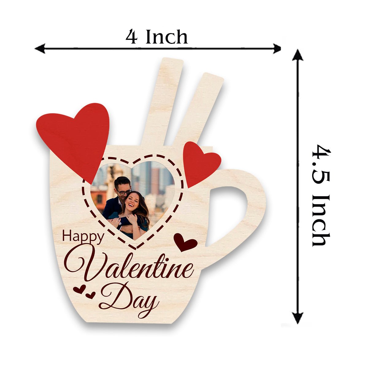 Couples Coffee Mug Magnet in Wood with Heart Photo Design - Sblossom
