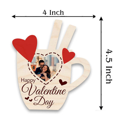 Couples Coffee Mug Magnet in Wood with Heart Photo Design - Sblossom