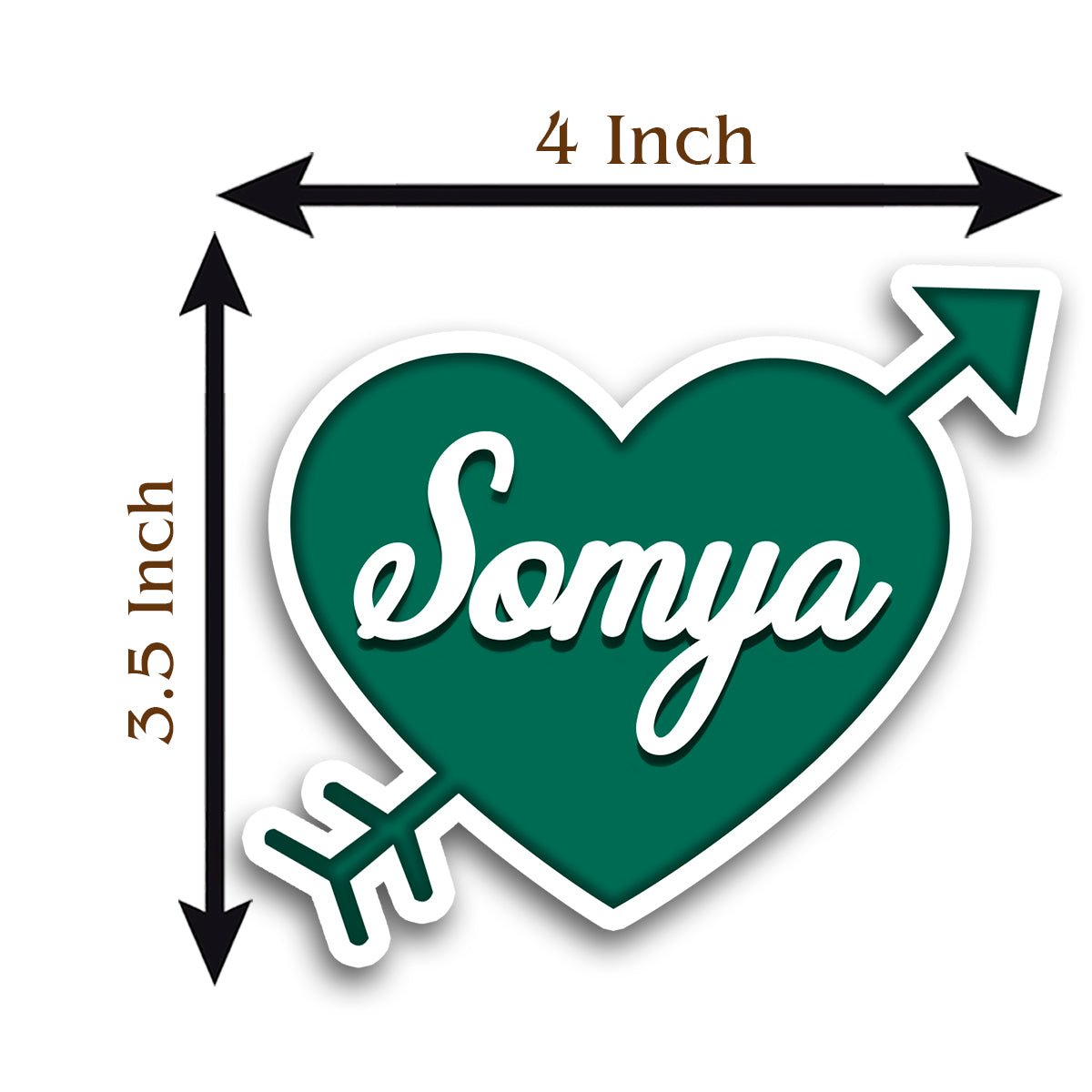 Cupid Heart Name Magnet in Wood with Cursive Couple Print Design - Sblossom