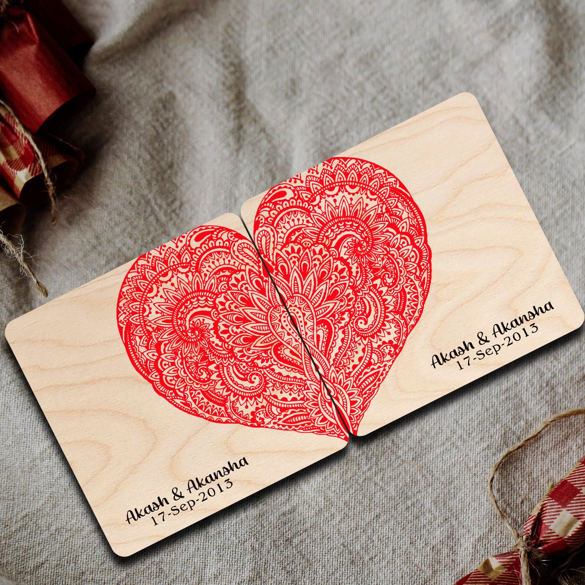 Custom Couple Coaster Set – Personalized Heart Names - Sblossom