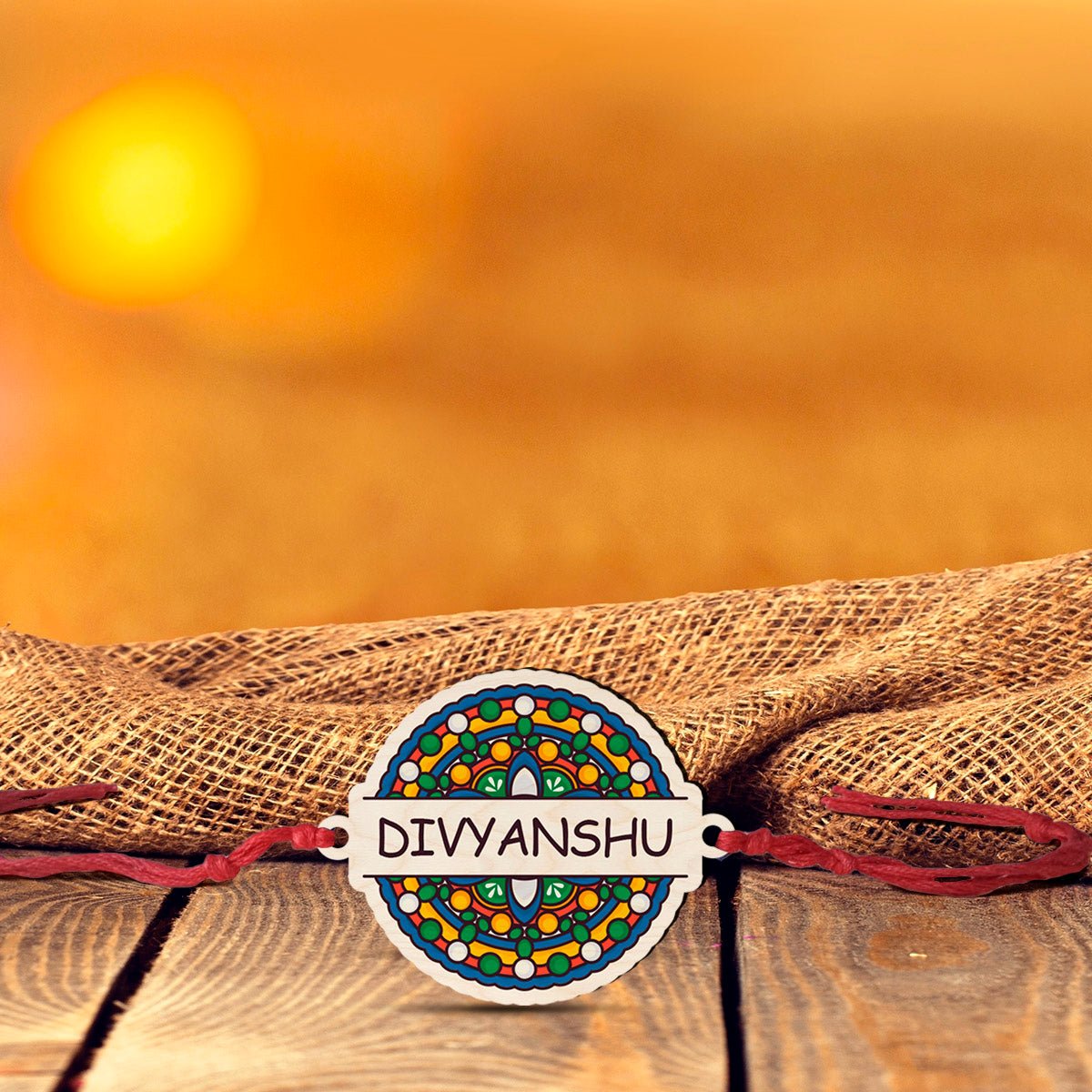 Custom Name Rakhi for Brother in Wood for Raksha Bandhan Gift - Sblossom
