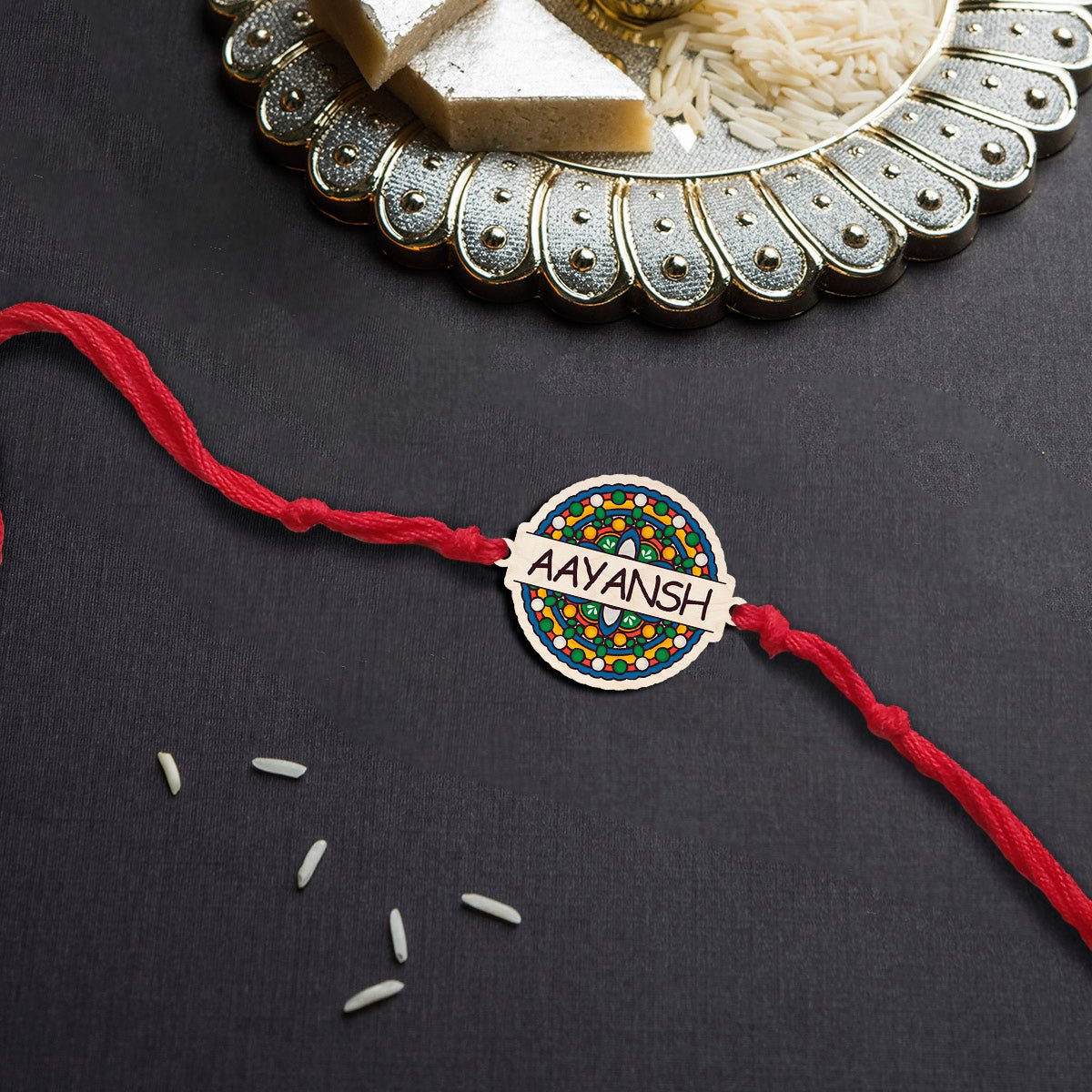 Custom Name Rakhi for Brother in Wood for Raksha Bandhan Gift - Sblossom