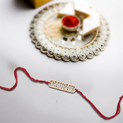 Custom Name Rakhi Online in Wood with Laser Cut Brother Design - Sblossom