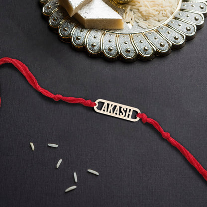 Custom Name Rakhi Online in Wood with Laser Cut Brother Design - Sblossom
