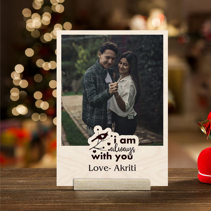 Custom Photo Table Print on Wood – Love Theme with Stand - Sblossom