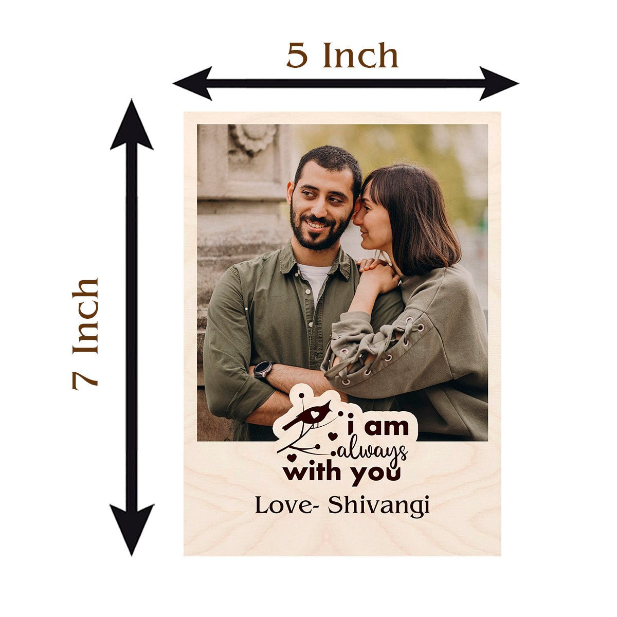 Custom Photo Table Print on Wood – Love Theme with Stand - Sblossom