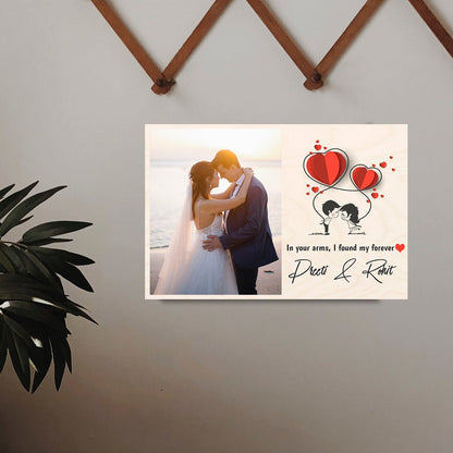 Custom Photo Wood Print – Personalized Picture with Hearts - Sblossom
