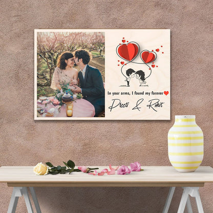 Custom Photo Wood Print – Personalized Picture with Hearts - Sblossom
