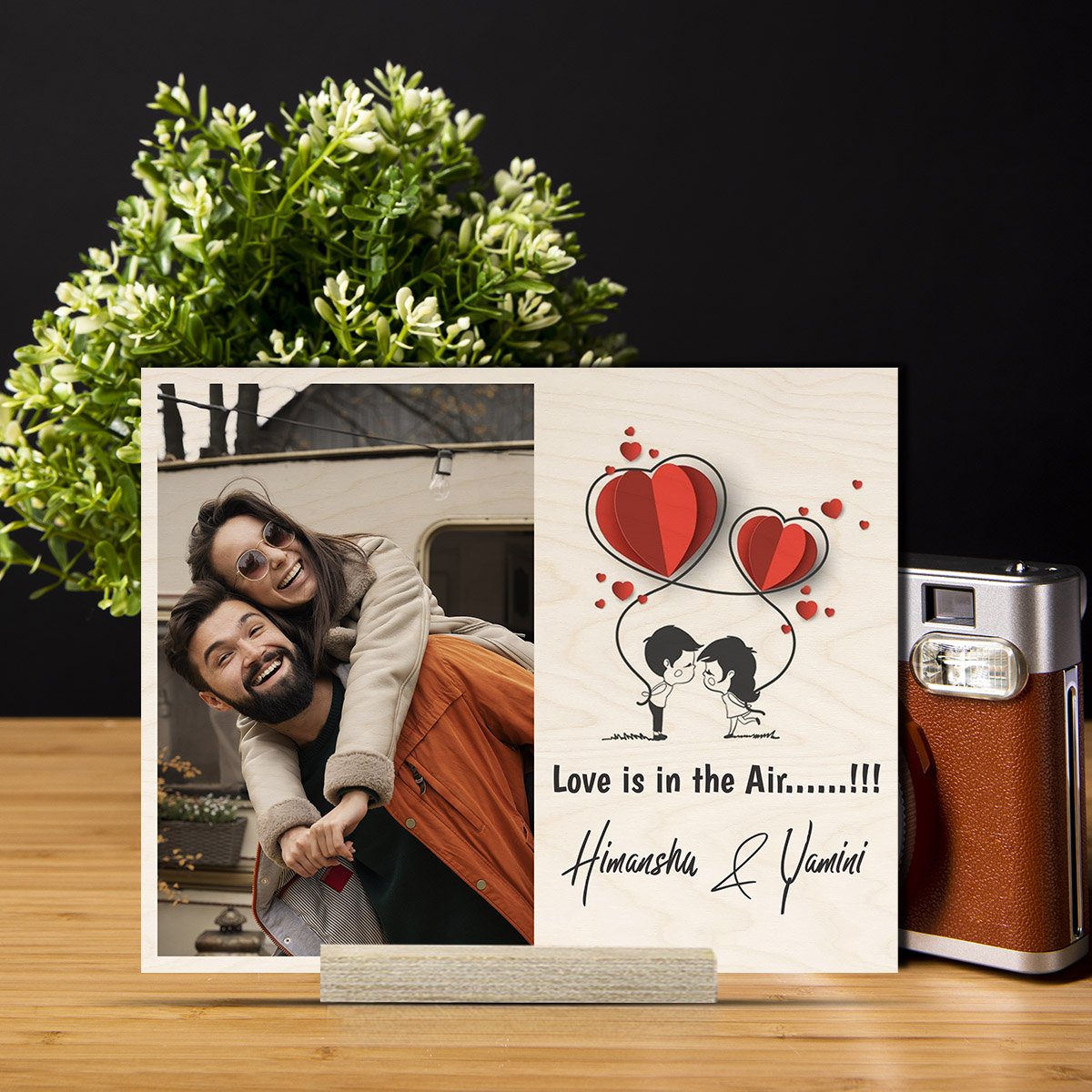 Custom Photo Wood Print – Personalized Picture with Hearts - Sblossom