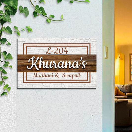 Custom Wood Family Name Plate for Home Door - Sblossom