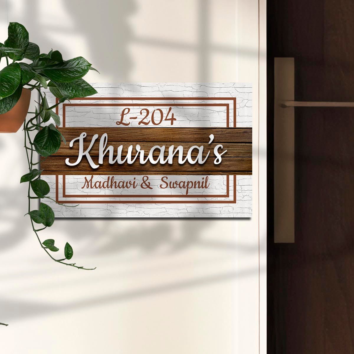 Custom Wood Family Name Plate for Home Door - Sblossom