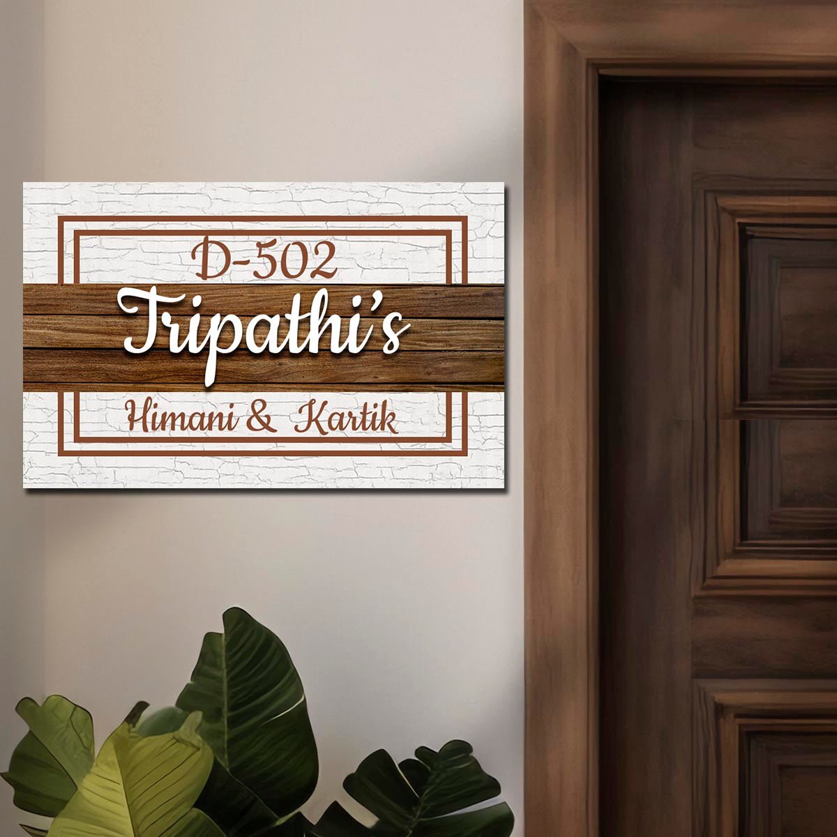 Custom Wood Family Name Plate for Home Door - Sblossom