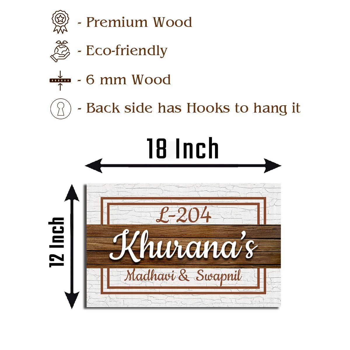 Custom Wood Family Name Plate for Home Door - Sblossom