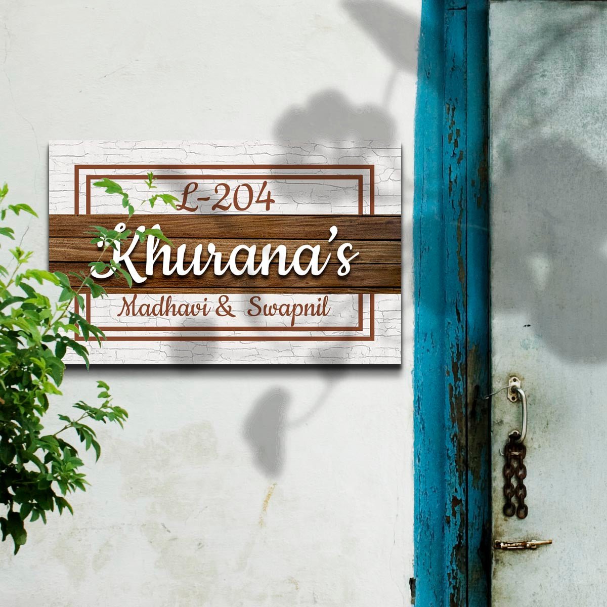Custom Wood Family Name Plate for Home Door - Sblossom