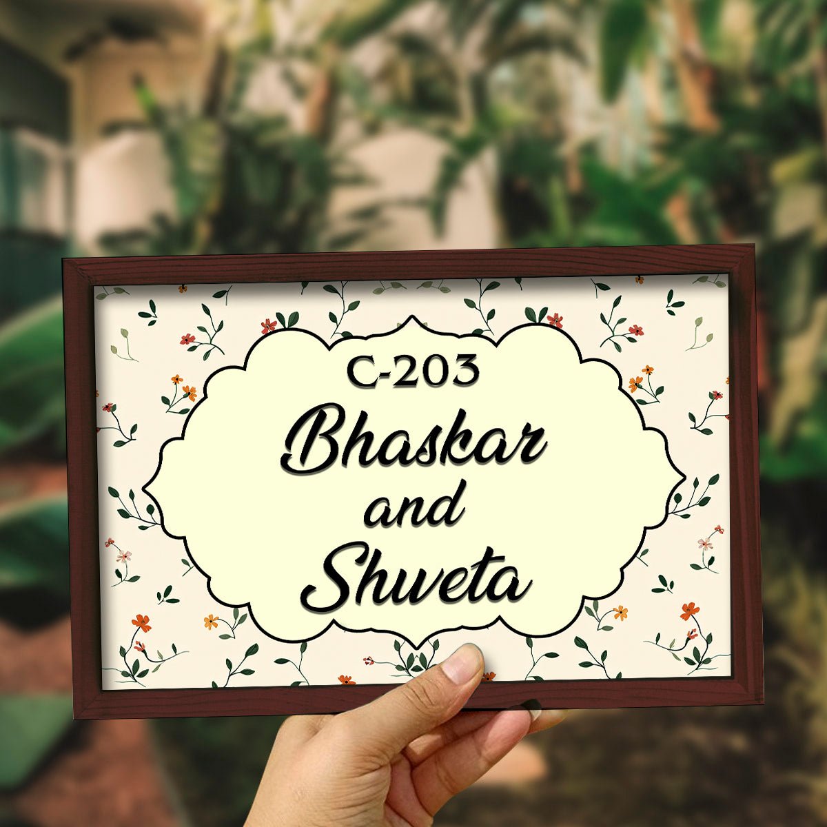 Custom Wooden Apartment Name Plate Design for Main Door - Sblossom