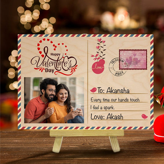 Custom Wooden Postcard with Personalized Photo and Stamp Design - Sblossom