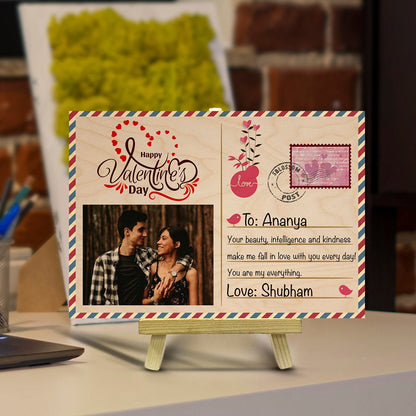 Custom Wooden Postcard with Personalized Photo and Stamp Design - Sblossom