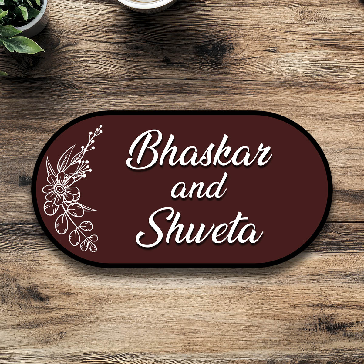 Customized Couple Name Plate – Maroon Capsule in 3D - Sblossom