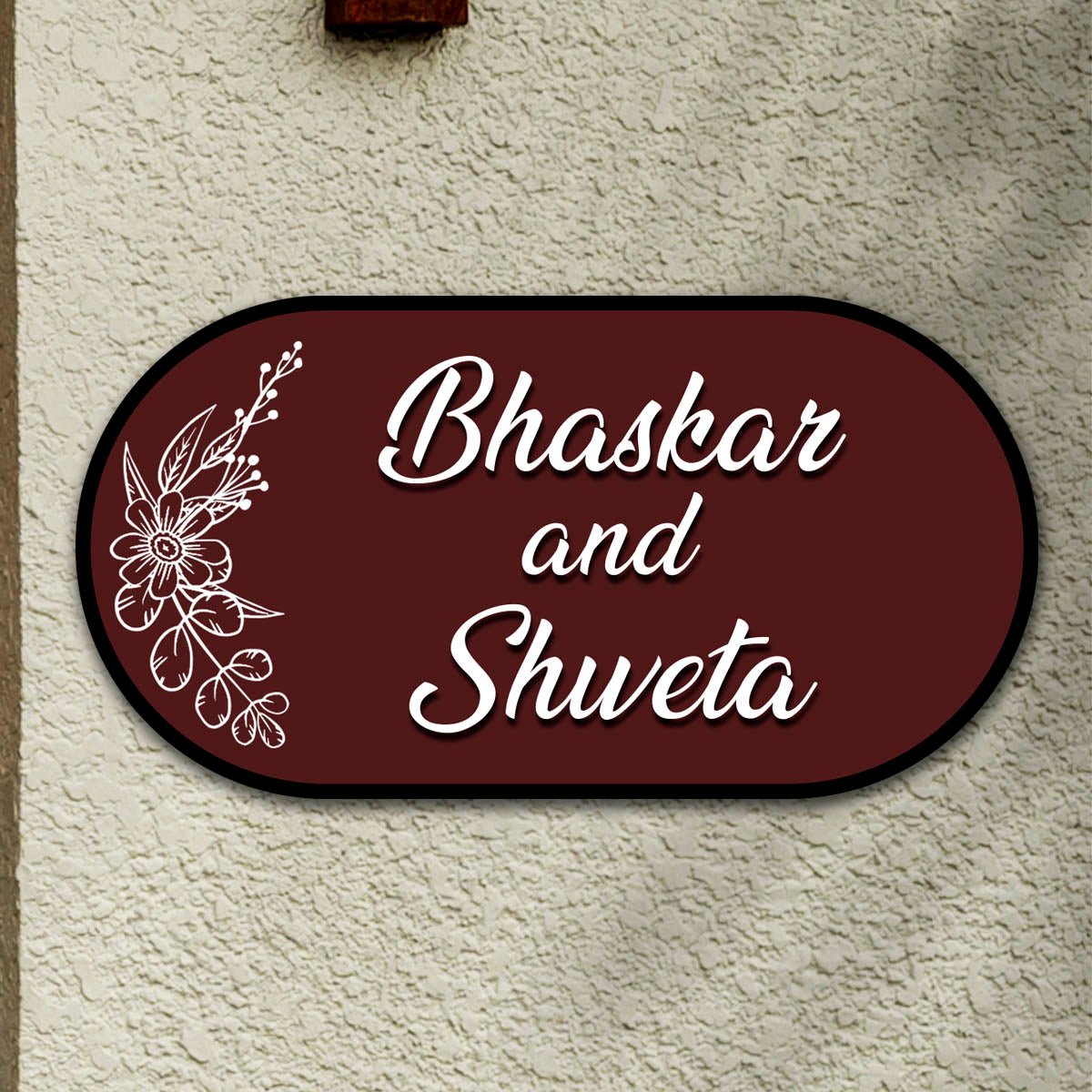 Customized Couple Name Plate – Maroon Capsule in 3D - Sblossom