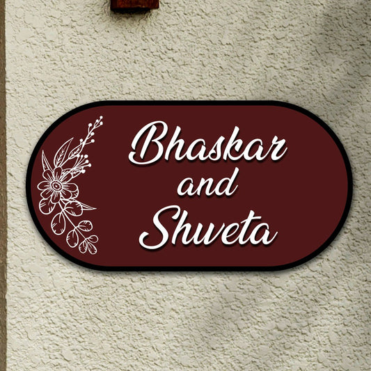 Customized Couple Name Plate – Maroon Capsule in 3D - Sblossom