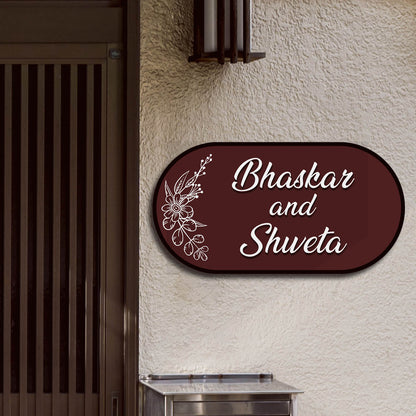 Customized Couple Name Plate – Maroon Capsule in 3D - Sblossom