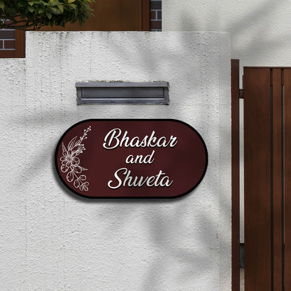 Customized Couple Name Plate – Maroon Capsule in 3D - Sblossom