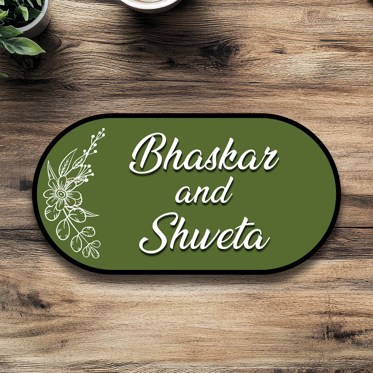 Customized Couple Name Plate – Maroon Capsule in 3D - Sblossom