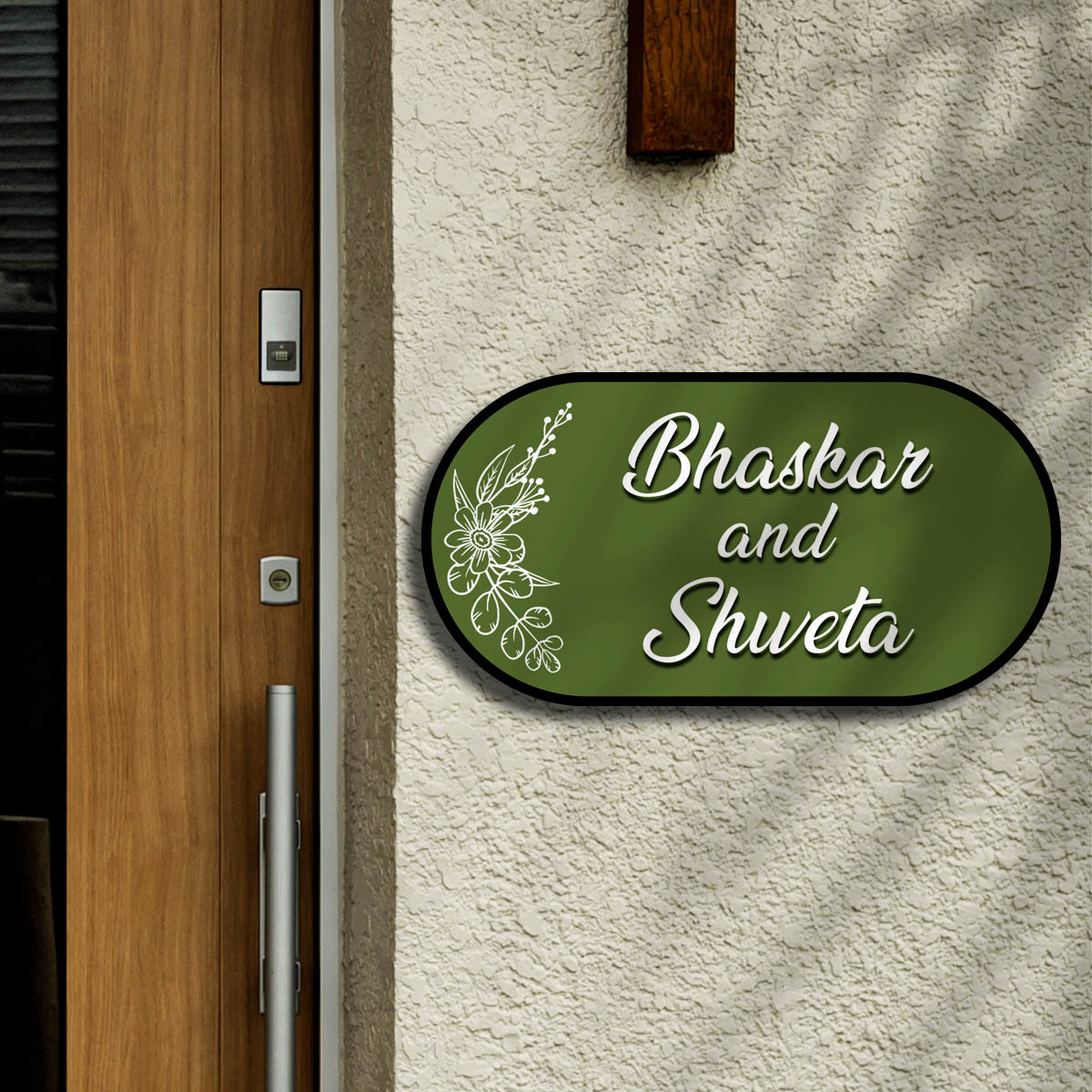 Customized Couple Name Plate – Maroon Capsule in 3D - Sblossom