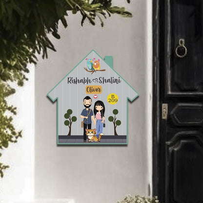 Customized Couple Name Plate with Pet & Birds - Sblossom