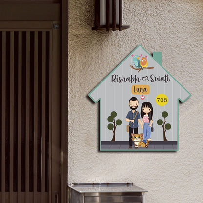 Customized Couple Name Plate with Pet & Birds - Sblossom