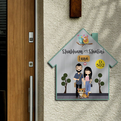 Customized Couple Name Plate with Pet & Birds - Sblossom